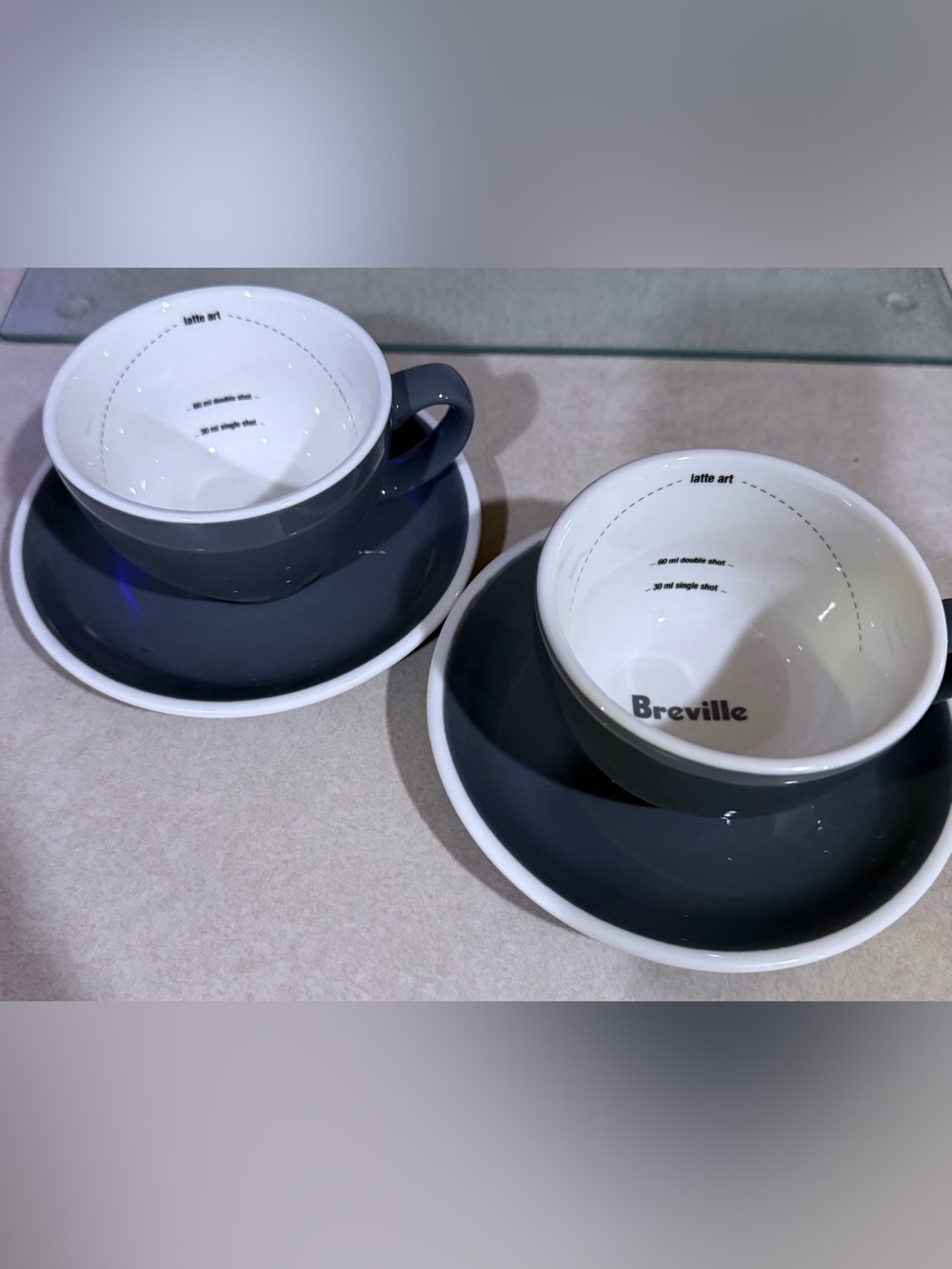 Breville Coffee Latte Art Barista Training Gray Mug & Saucer